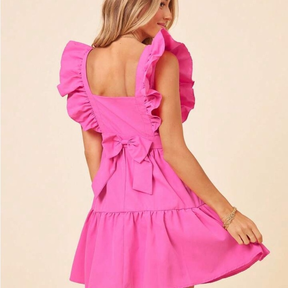 Pink Ruffle Mini Dress